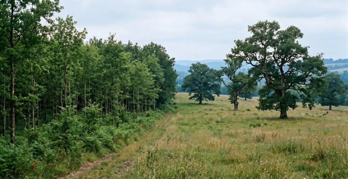 Contraste entre forêt dense et espace naturel pour représenter la neutralité carbone