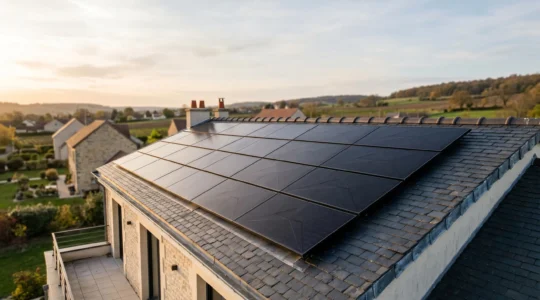 Installation de panneaux solaires hybrides PVT sur toiture de maison individuelle avec production électrique et thermique simultanée