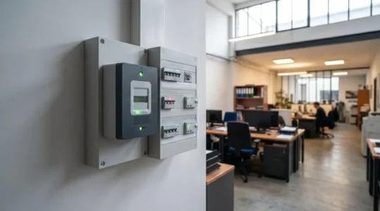 Compteur électrique moderne et dispositifs de gestion d'énergie dans un environnement professionnel français